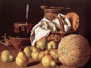 MELeNDEZ, Luis Still-life with Melon and Pears sg France oil painting artist